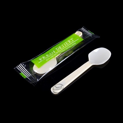 Bakest disposable Eco-friendly Super white mini plastic spoon for eating dessert