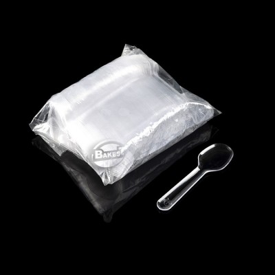 Bakest Hot sell short transparent disposable plastic spoon for jelly pudding